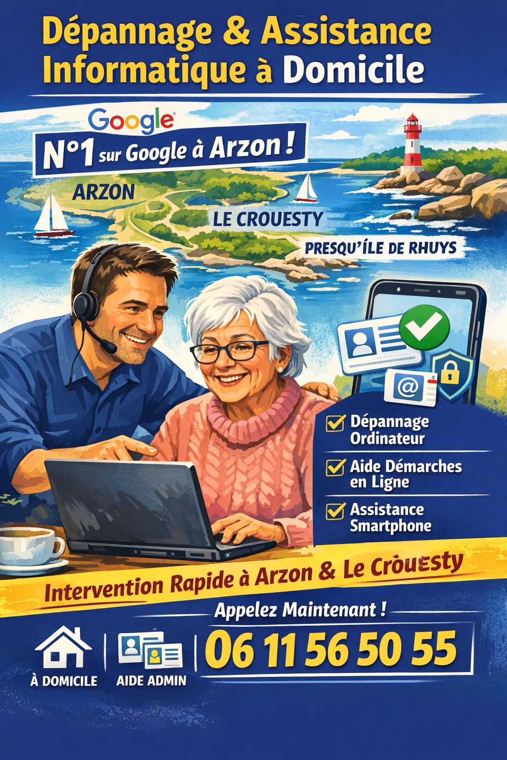 Flyer assistance informatique à domicile Arzon